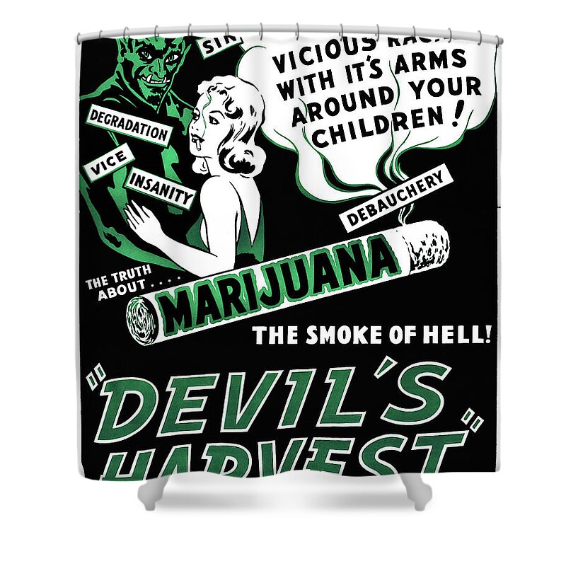 Drugs Shower Curtain featuring the painting Devil's Harvest Marijuana by Continental