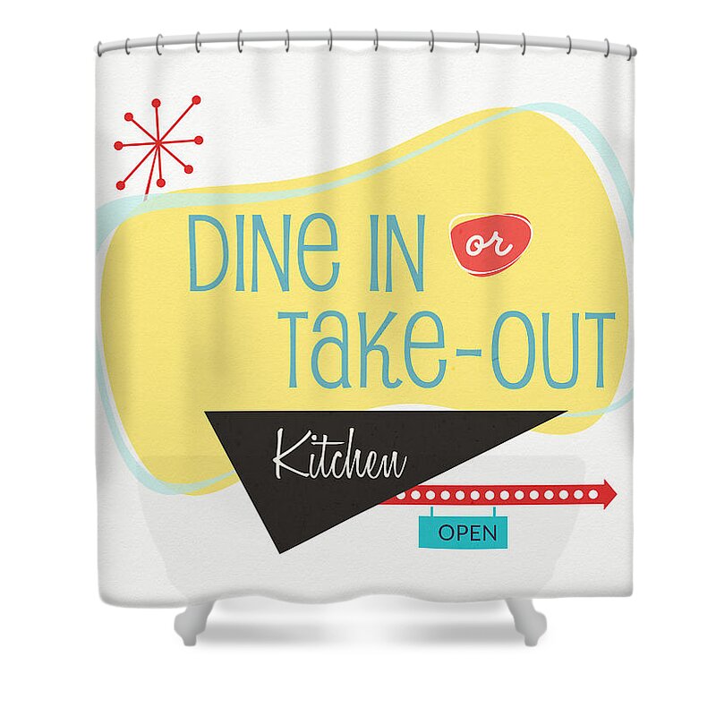Kitchen Shower Curtain featuring the digital art Dine In Kitchen - Art by Linda Woods by Linda Woods