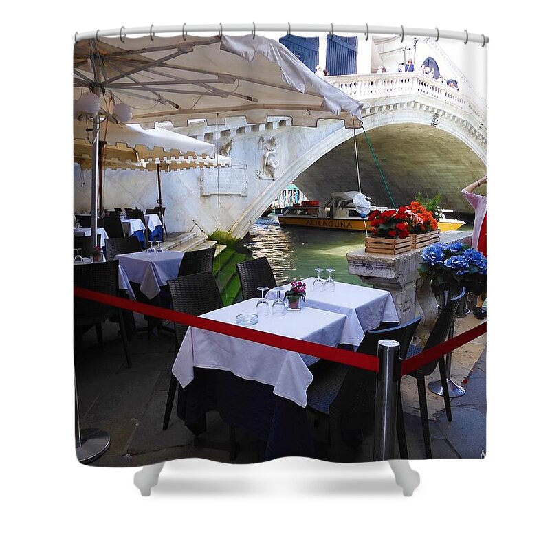  Shower Curtain featuring the photograph Dining by the Grande Canal by Nina-Rosa Dudy