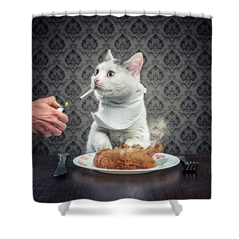 Pets Shower Curtain featuring the photograph Dinner Time by Sekulicn