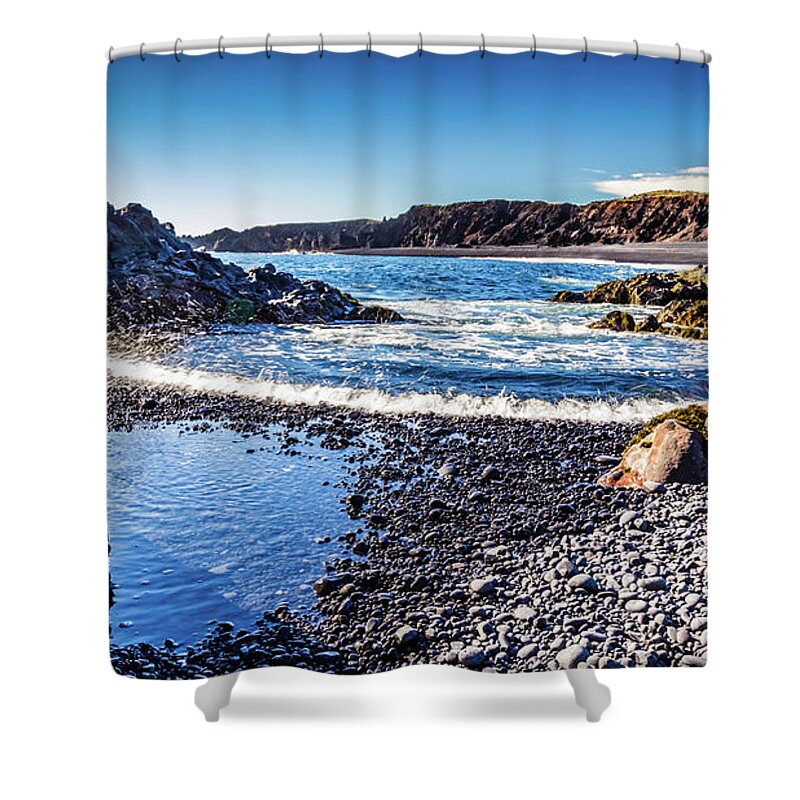 Beach Shower Curtain featuring the photograph Djupalonssandur beach, Iceland #2 by Lyl Dil Creations