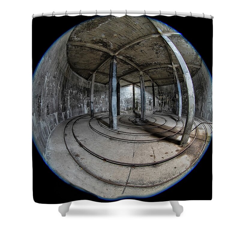 Iceland Shower Curtain featuring the photograph Djupavik Cannery Herring Oil Tank by Tom Singleton