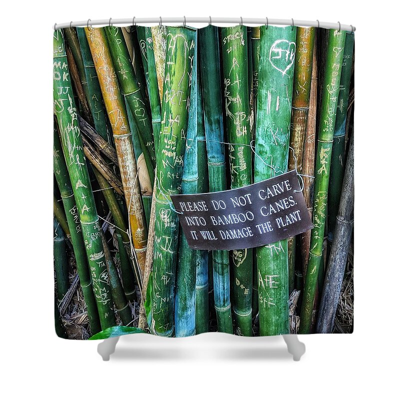 Bamboo Shower Curtain featuring the photograph Do Not Carve by Portia Olaughlin