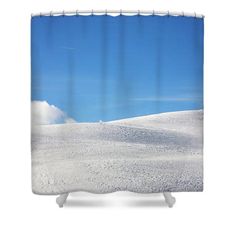Panoramic Shower Curtain featuring the photograph Dolomites, Landscape Near San Cassiano by Maremagnum