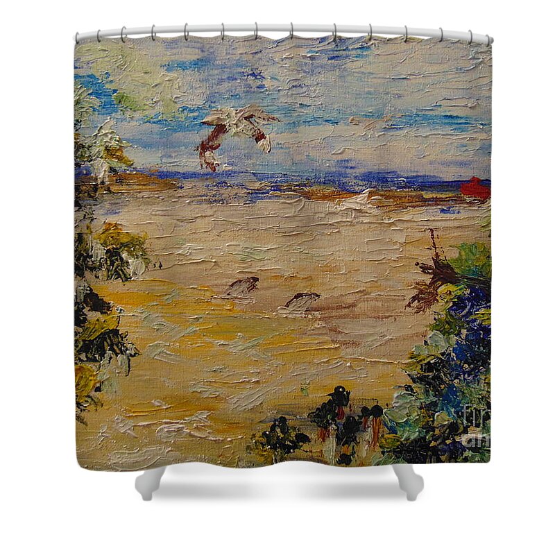 Landscape Shower Curtain featuring the painting Dolphin by Saundra Johnson