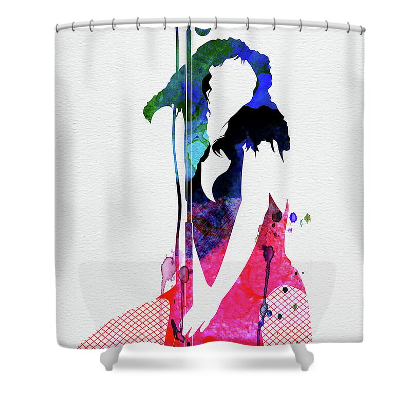 Donna Summer Shower Curtain featuring the mixed media Donna Watercolor by Naxart Studio