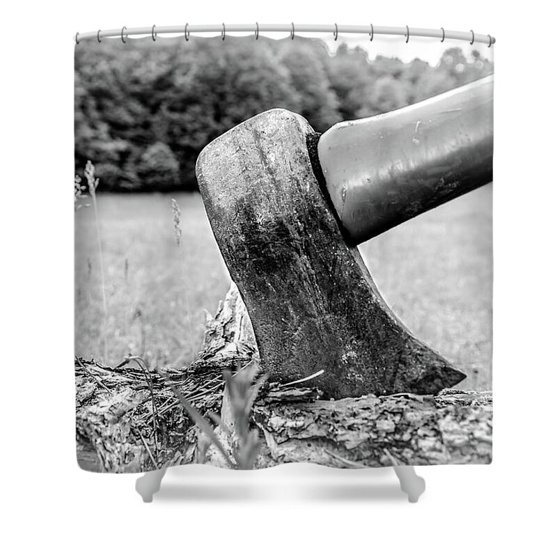 Axe Shower Curtain featuring the photograph Don't Axe Me by Rick Bartrand