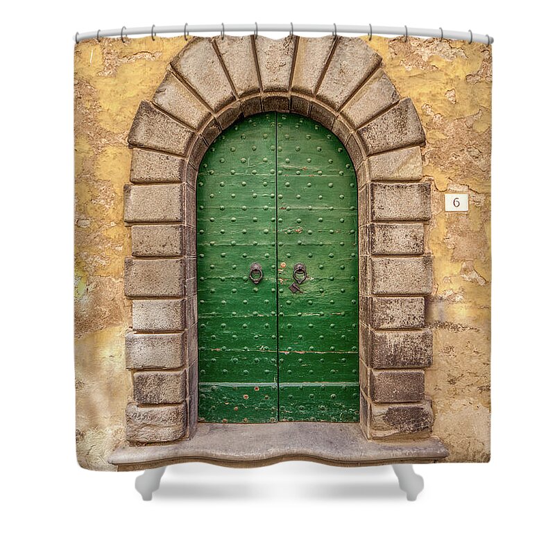 Tuscany Shower Curtain featuring the photograph Door Six of Cortona by David Letts