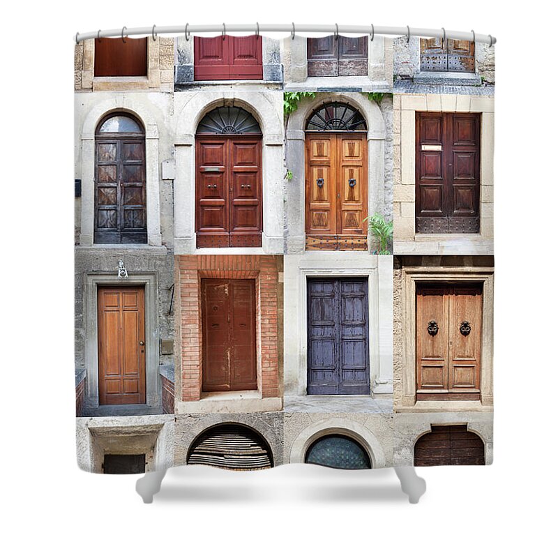 Arch Shower Curtain featuring the photograph Doors Of San Marino Republic by Moreiso