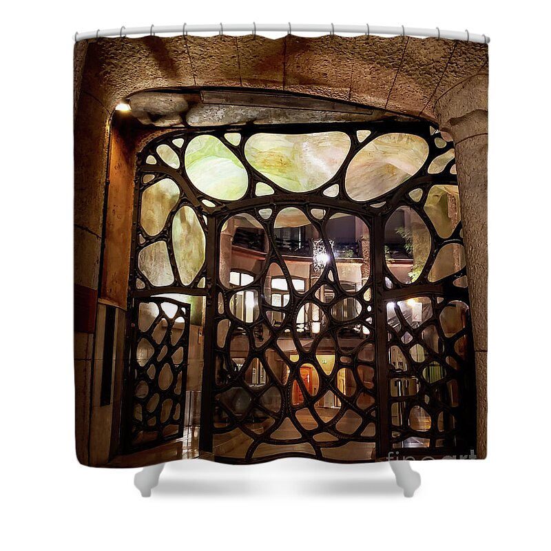 Casa Mila Shower Curtain featuring the photograph Doorway Casa Mila by Mary Capriole