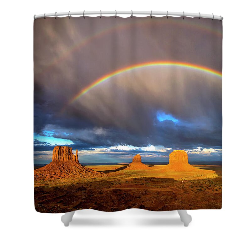 Desert Shower Curtain featuring the photograph Monsoon Season At The Mittens by Harriet Feagin