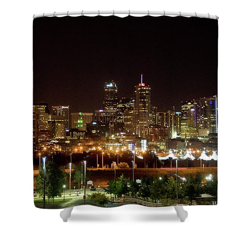 Downtown Shower Curtain featuring the photograph Downtown Denver at night by Chance Kafka