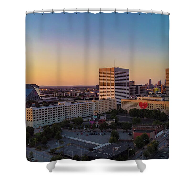Colorful Shower Curtain featuring the photograph Downtown Heart by Mike Dunn