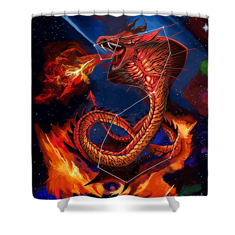 Draco Shower Curtain featuring the painting Draco Constellation by Jackie Case