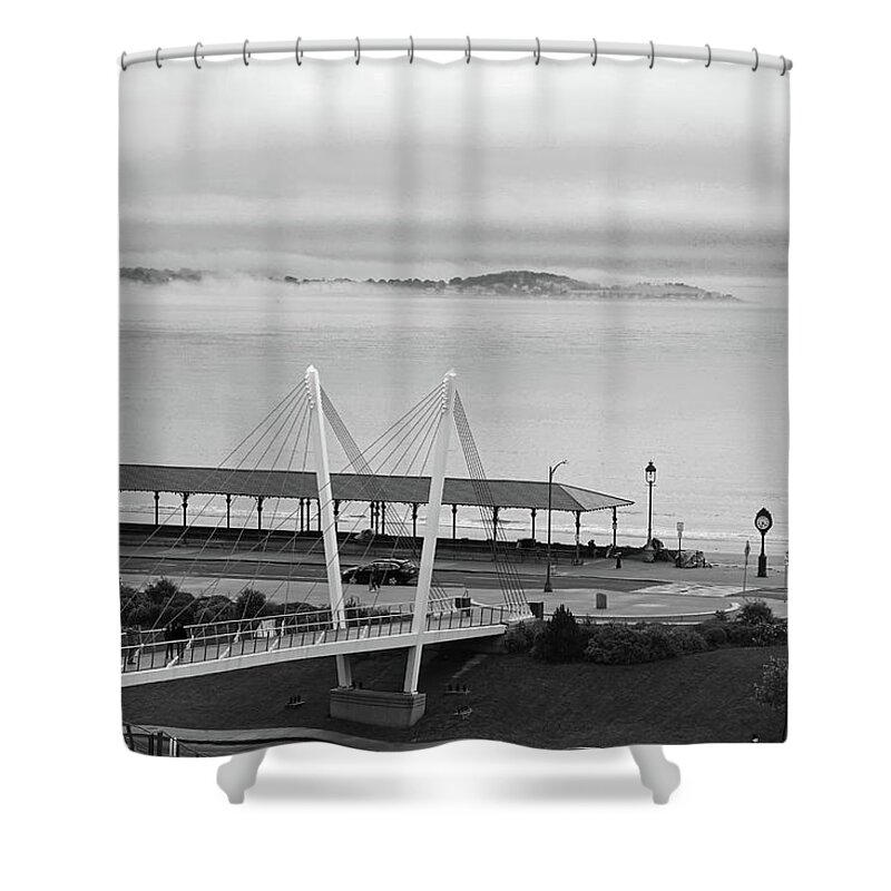 Revere Shower Curtain featuring the photograph Dramatic Fog Over Nahant From Revere Beach Revere MA by Toby McGuire