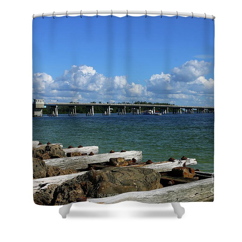 Beach Shower Curtain featuring the photograph Drawbridge At Longboat Pass by Christiane Schulze Art And Photography