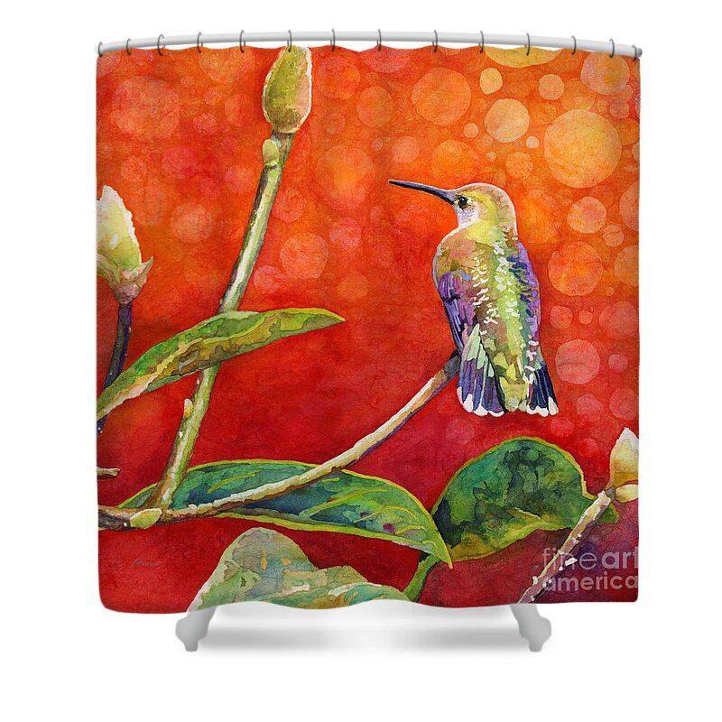 Hummingbird Shower Curtain featuring the painting Dreamy Hummer by Hailey E Herrera