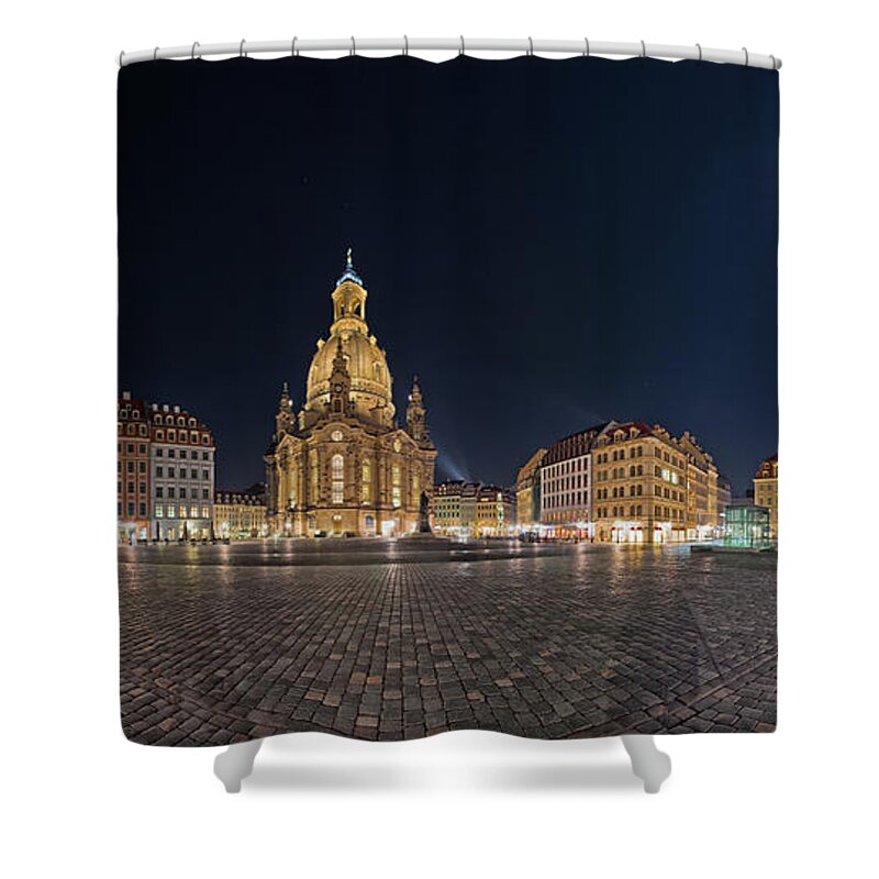 Panoramic Shower Curtain featuring the photograph Dresden Neumarkt by © Tom Reichl