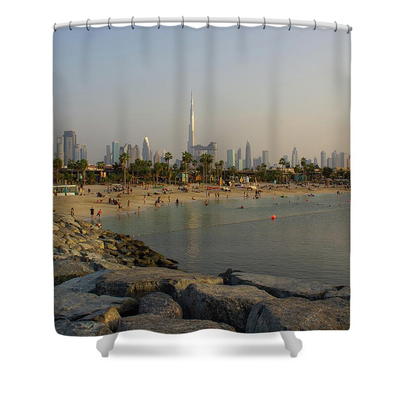 Skyline City Shower Curtain featuring the photograph Dubai Skyline by Rocco Silvestri