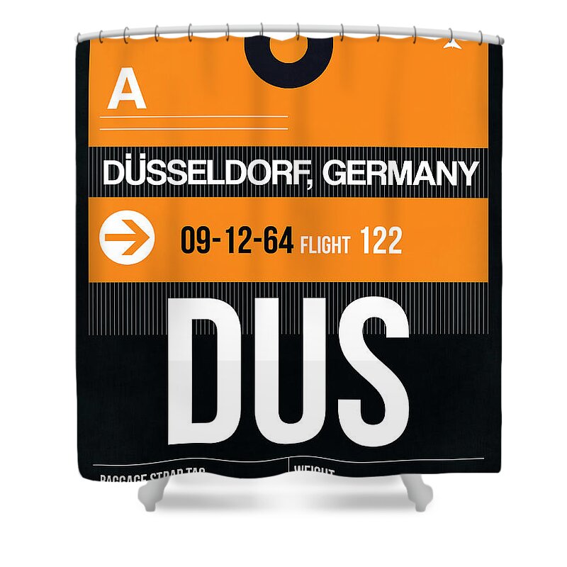  Shower Curtain featuring the digital art DUS Dusseldorf Luggage Tag II by Naxart Studio