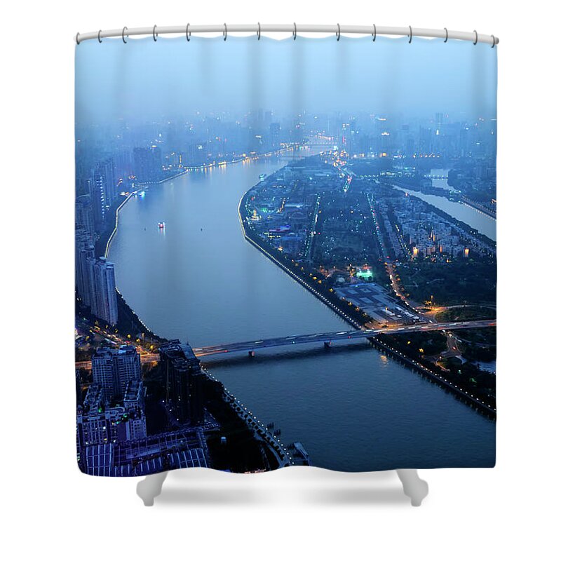 Chinese Culture Shower Curtain featuring the photograph Dusk At Guangzhou by Fmajor