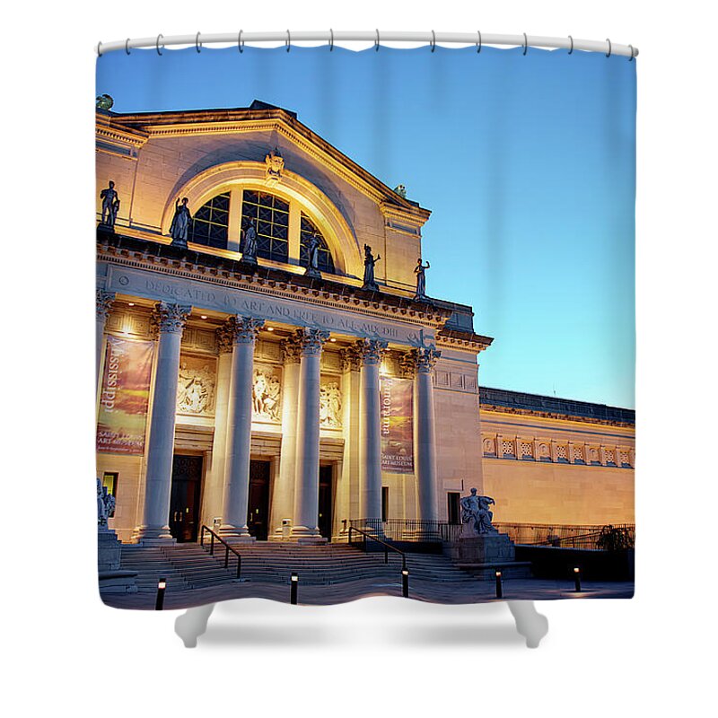 St. Louis Art Museum Shower Curtain featuring the photograph Dusk at the Art Museum by Randall Allen