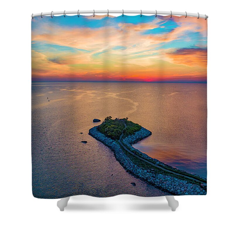 The Knob Shower Curtain featuring the photograph Dusk at The Knob #1 by Veterans Aerial Media LLC