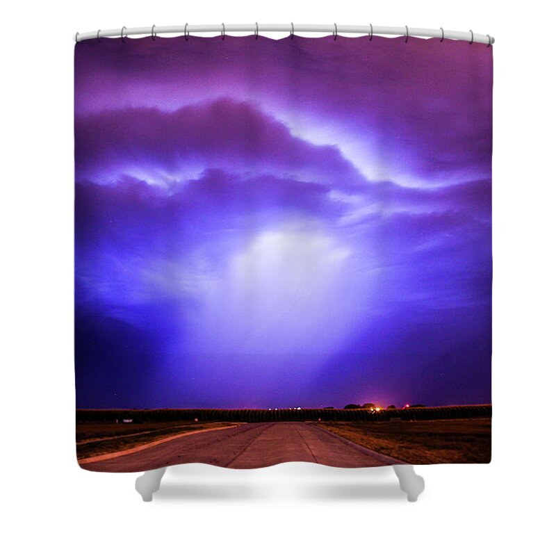 Nebraskasc Shower Curtain featuring the photograph Dying Late Night Supercell 002 by NebraskaSC