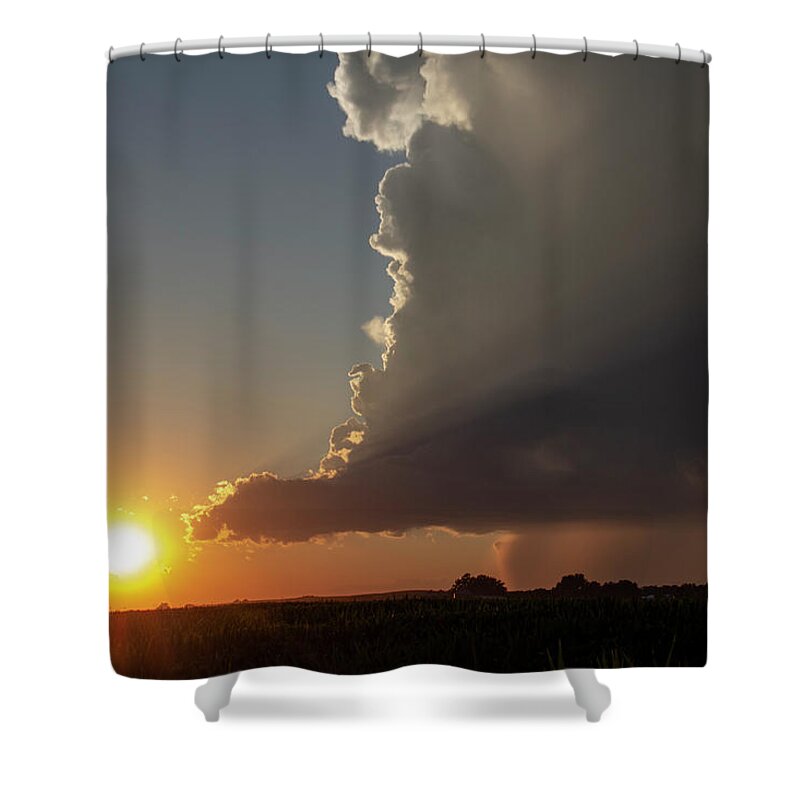 Nebraskasc Shower Curtain featuring the photograph Dying Nebraska Thunderstorms at Sunset 069 by NebraskaSC