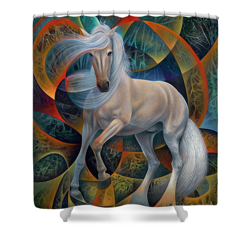 Horse Shower Curtain featuring the painting Dynamic Stallion by Ricardo Chavez-Mendez