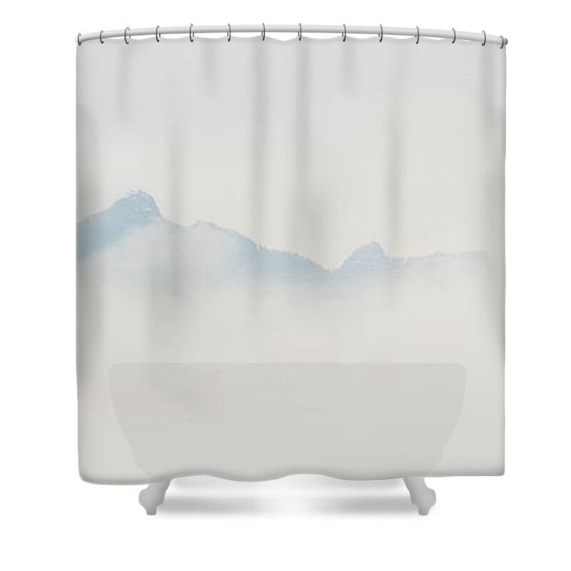 Dawn Shower Curtain featuring the photograph Eagle In Flight With Mist And Mountains by Michael Adendorff
