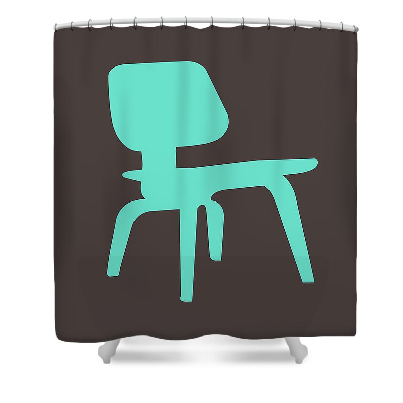 Mid-century Shower Curtain featuring the digital art Eames Molded Plywood Chair II by Naxart Studio