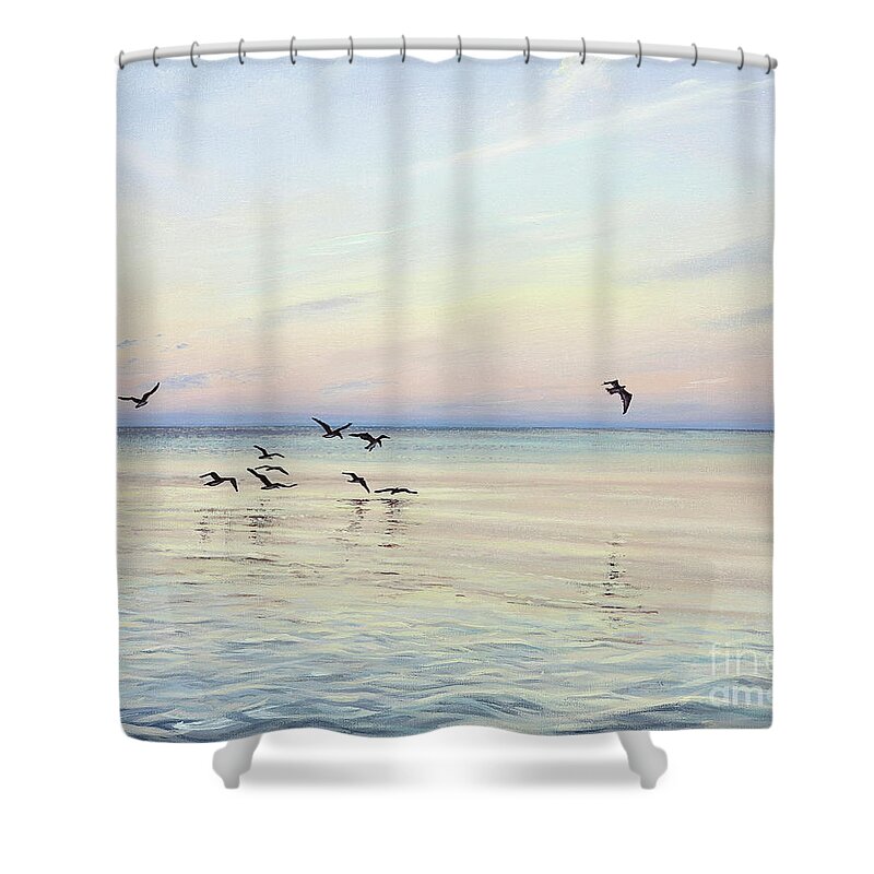 Florida Shower Curtain featuring the painting Early Morning Patrol by Joe Mandrick