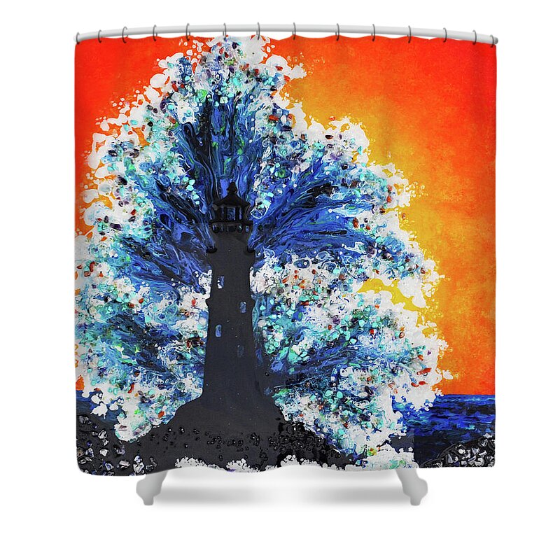 Lighthouse Shower Curtain featuring the mixed media Earth Gems #19W144 by Lori Sutherland