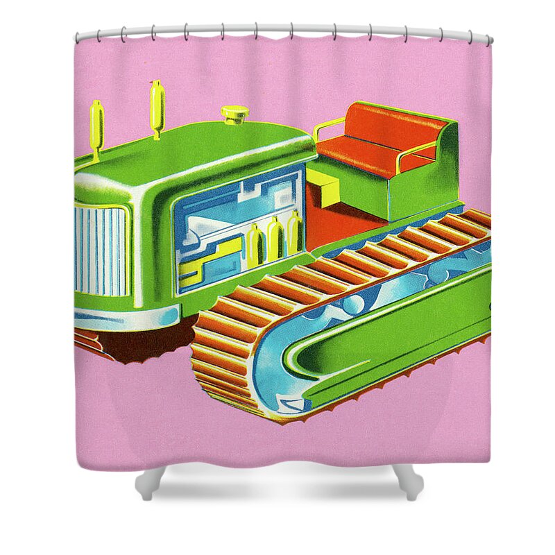Bulldozer Shower Curtain featuring the drawing Earth Moving Equipment by CSA Images