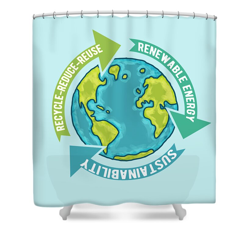 Earth Sustainability Shower Curtain featuring the digital art Earth Sustainability by Laura Ostrowski