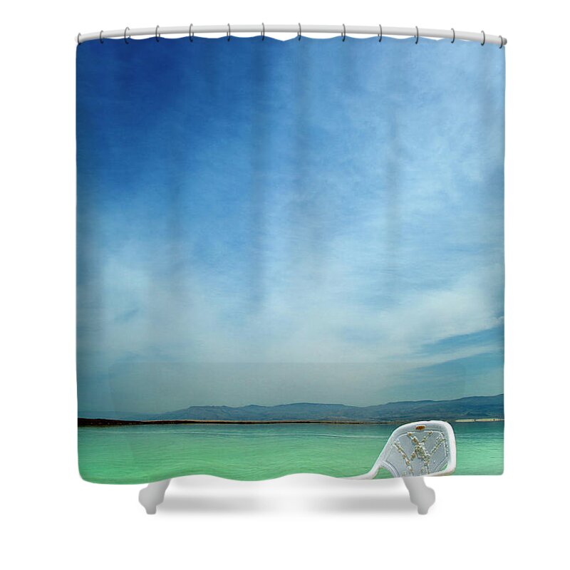 Mineral Shower Curtain featuring the photograph Easy Chair At The Dead Sea by Eldadcarin