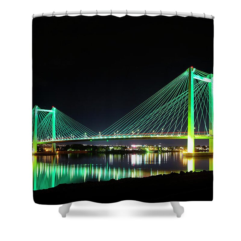 Night Shower Curtain featuring the photograph Ed Henley Bridge by Cat Connor