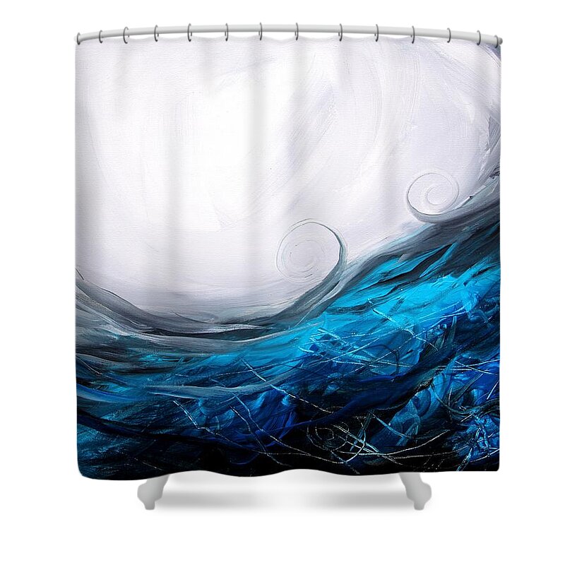 #ocean #inspiration #life #water #sea #wave #surfing #blue #gulf #california #pacificocean #pacific #atlantic #gulf Of Mexico #scarpace #ipaintfish Shower Curtain featuring the painting Effectual Momentum by J Vincent Scarpace