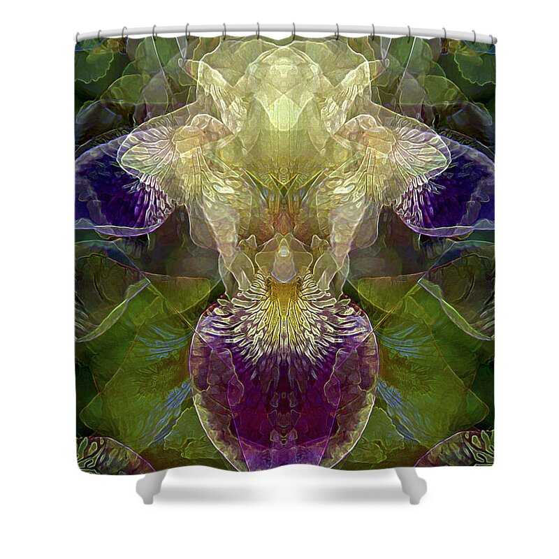 Irises Shower Curtain featuring the mixed media Efflorescence by Lynda Lehmann