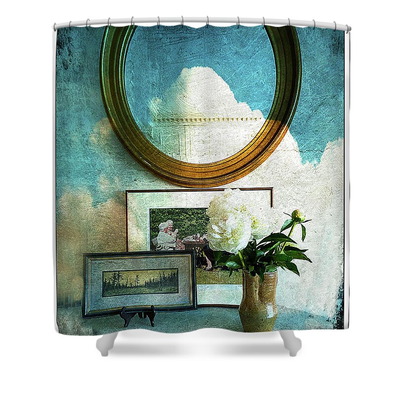 Mirror Shower Curtain featuring the photograph eflection of OutsideR by Peggy Dietz