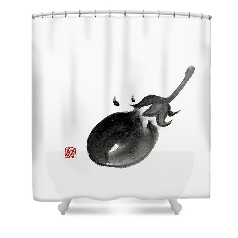 Ink And Brush Shower Curtain featuring the digital art Eggplant by Daj