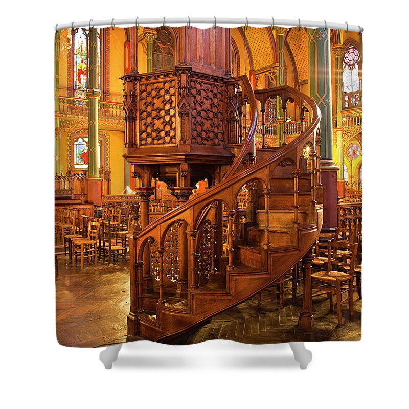 Gothic Style Shower Curtain featuring the photograph Eglise Saint Eugene Et Sainte Cecile In by Julian Elliott Photography