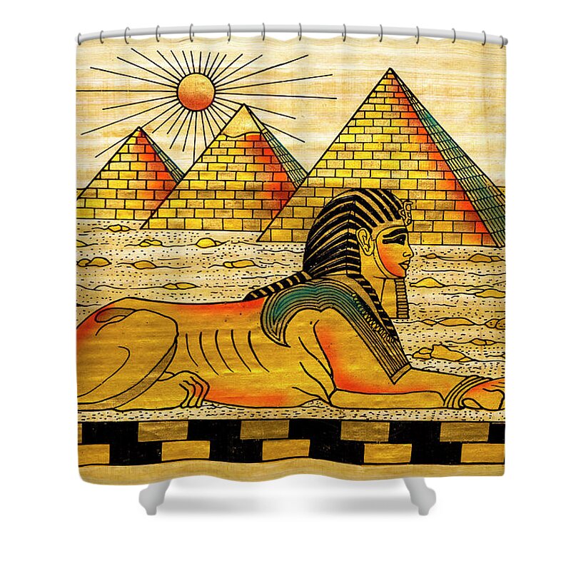 Ancient History Shower Curtain featuring the digital art Egyptian Souvenir Papyrus by Ewg3d