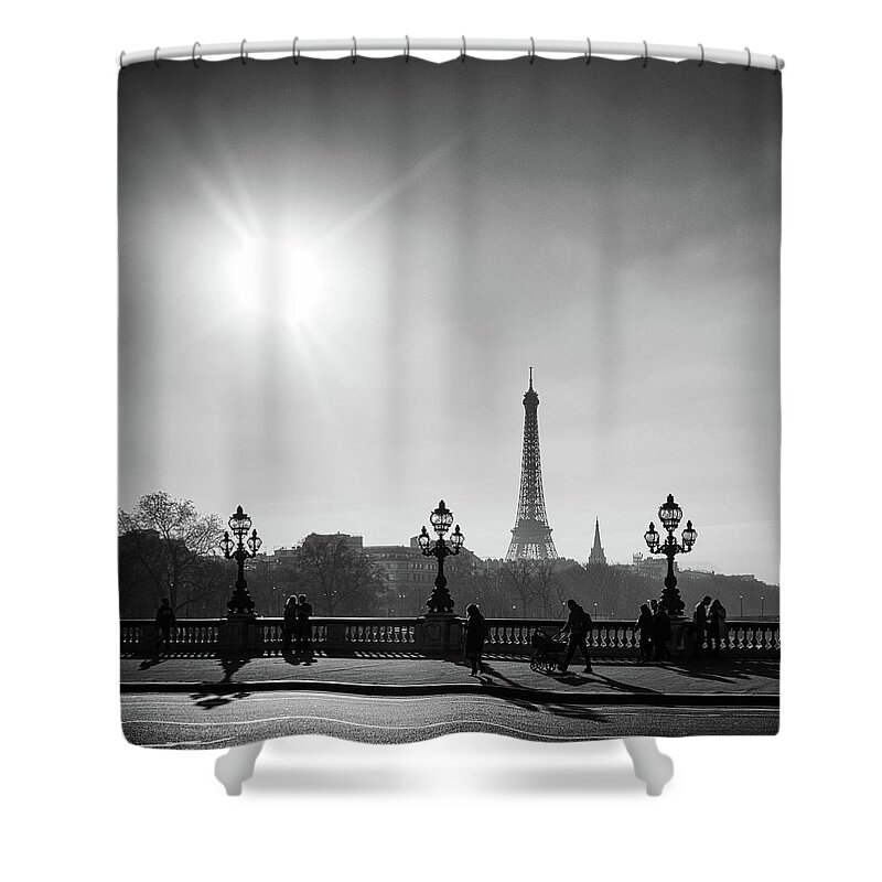Eiffel Shower Curtain featuring the photograph Eiffel Tower from Pont Alexandre 1 by Nigel R Bell