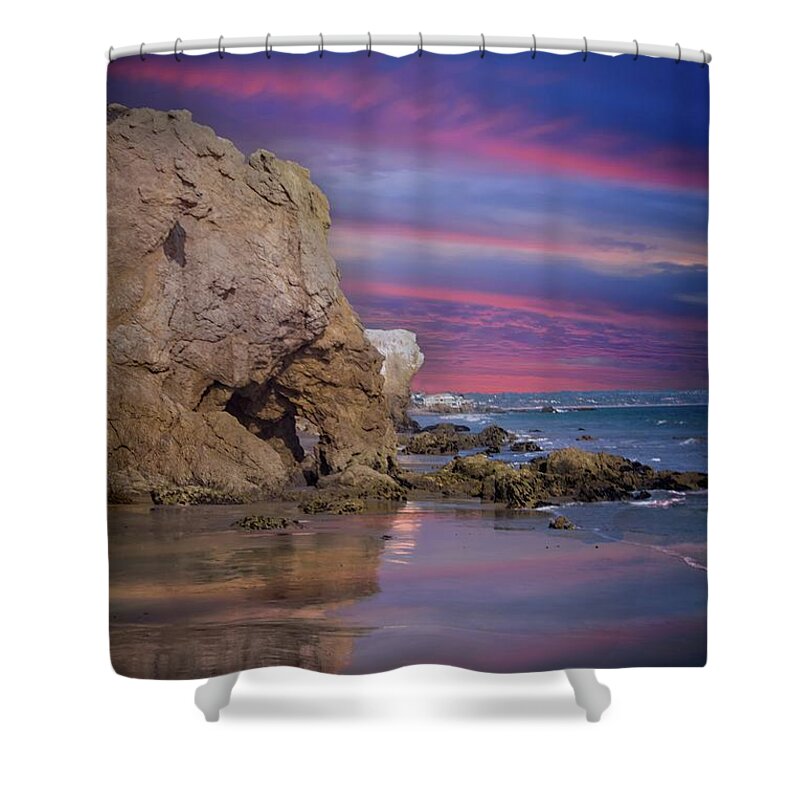 El Matador State Beach Shower Curtain featuring the photograph El Matador State Beach Sunset by Lynn Bauer