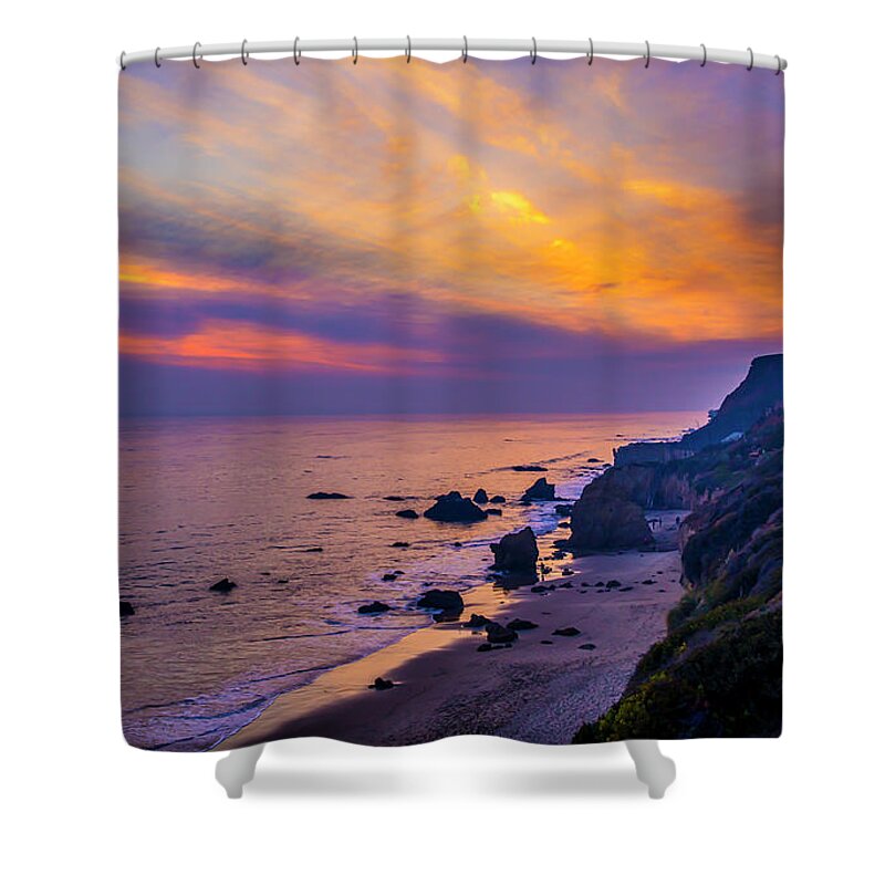 El Matador Beach Shower Curtain featuring the photograph El Matador Sunset by Gene Parks