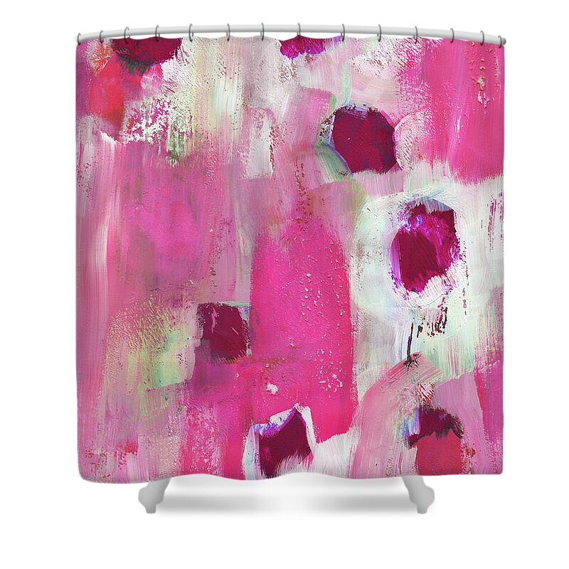Pink Shower Curtain featuring the painting Elated- Abstract Art by Linda Woods by Linda Woods