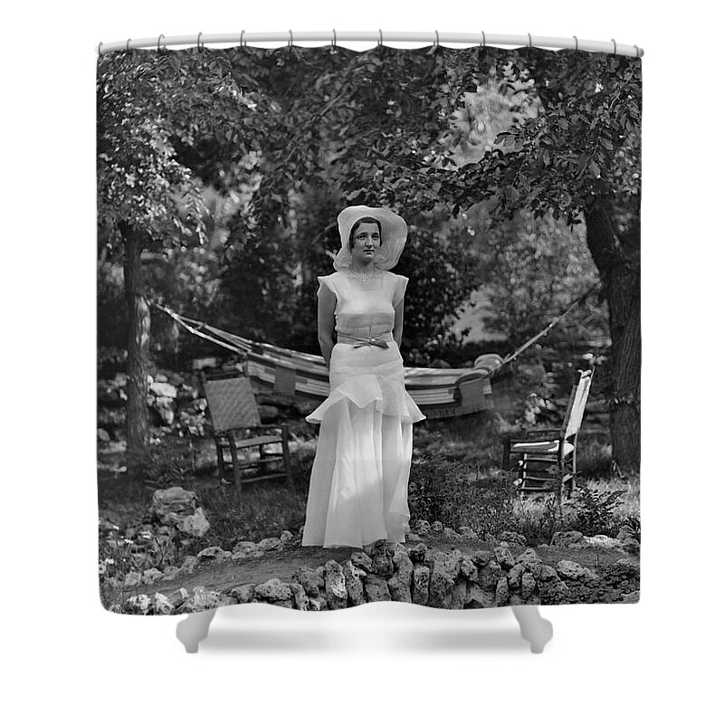 Early 1900's Professional Portrait. Original Image On A Glass Plate. Shower Curtain featuring the photograph Eleanor J Smith by Brian Duram