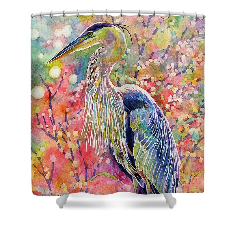 Heron Shower Curtain featuring the painting Elegant Repose by Hailey E Herrera